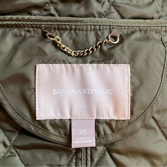 Banana Republic Green Quilted Equestrian Front Zip Field Jacket Women's XS - Picture 9 of 10